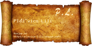 Plávics Lili névjegykártya